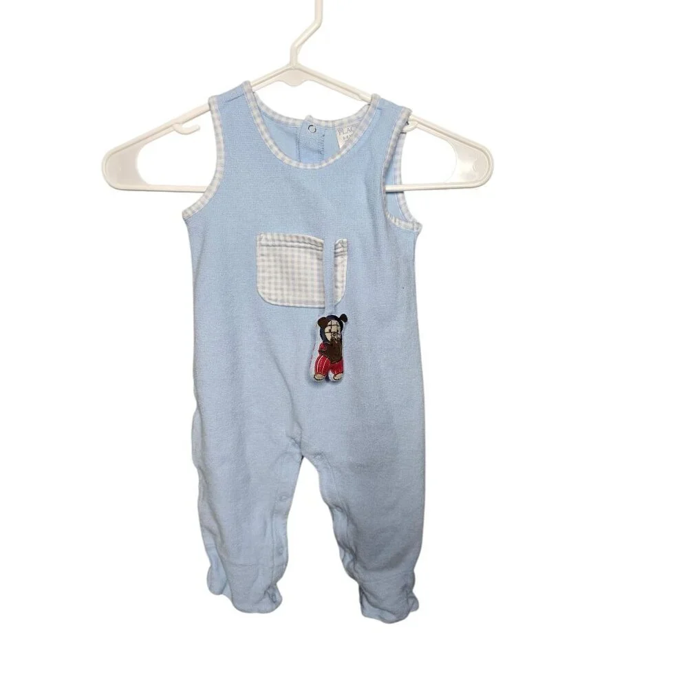 Vintage The Children's Place Baby Boy Blue Bear One Piece